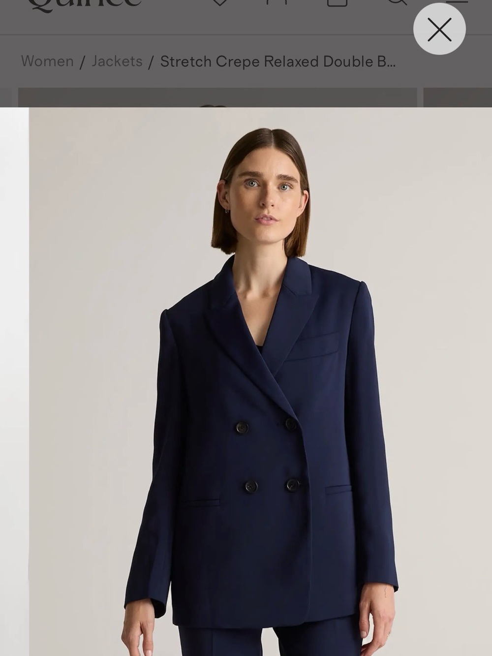 NWT Quince Double-Breasted Navy Women's Blazer size XL
